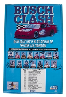 1992 Busch Clash Championship Multi Signed Poster With 15 Signatures Including Bodine & Marlin (Beckett)